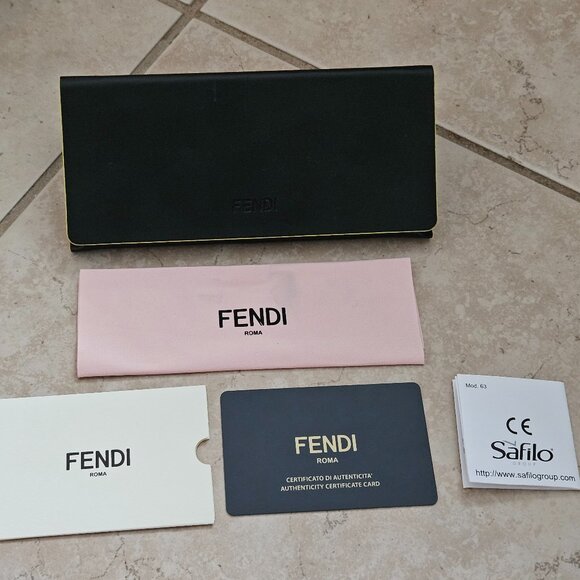 NWOT FENDI BUTTERFLY ITALY HAVANA GOLD CAT EYE METAL F LOGO OVERSIZED SUNGLASSES